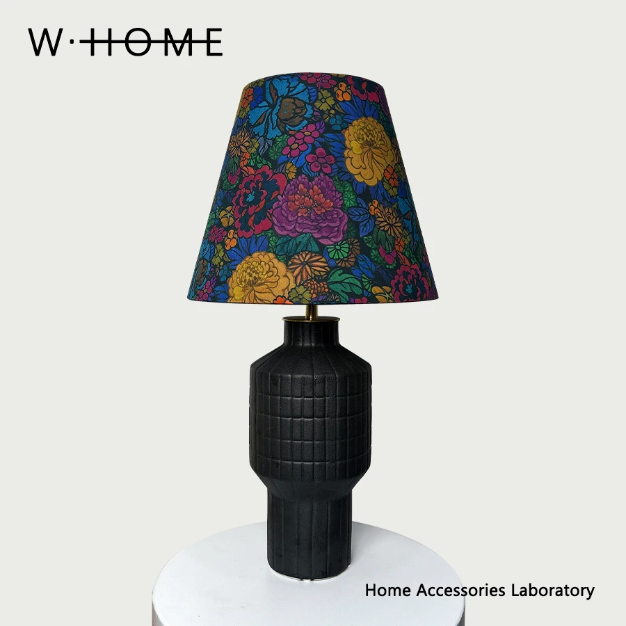 Black textured fabric desk lamp imported Liberty fabric hotel guesthouse vintage atmosphere lamp