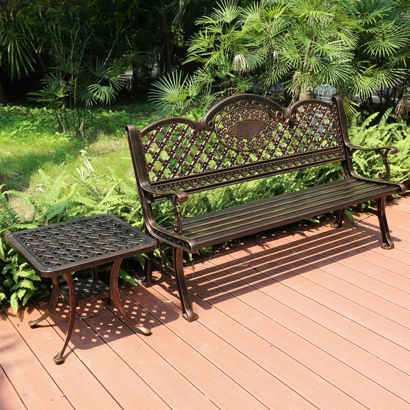 Park Chair Outdoor Bench Garden Scenic Area Leisure Bench Garden Garden Cast Aluminum Anticorrosive Square Bench