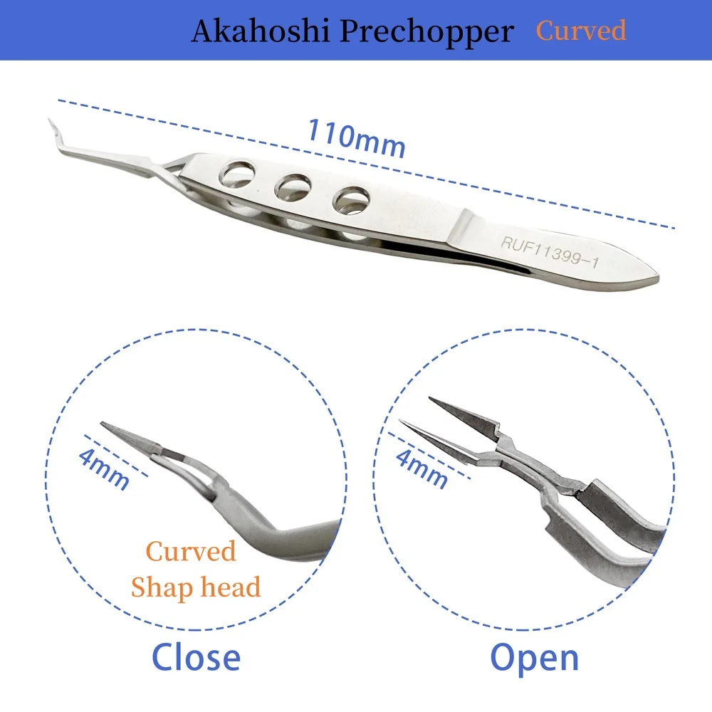 Titanium/Stainless steel Eyelid Akahoshi Prechopper Akahoshi Phaco Prechopper flat handle Ophthalmic Eye Instrument - Image 4