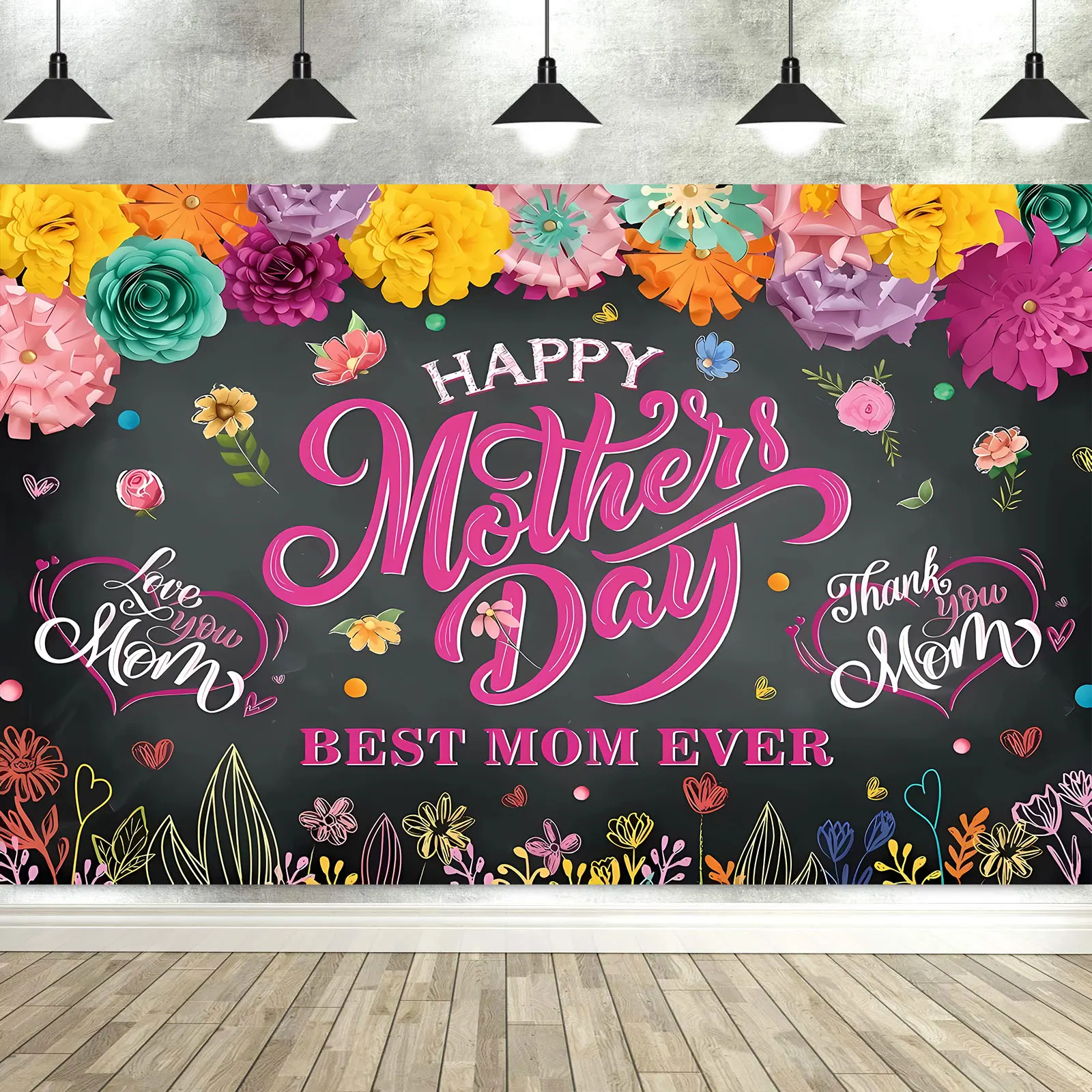 Mother's Day Background Pink Flower Love Background Festival Party Decoration Activity Gift Banner Photo Booth Photo Props