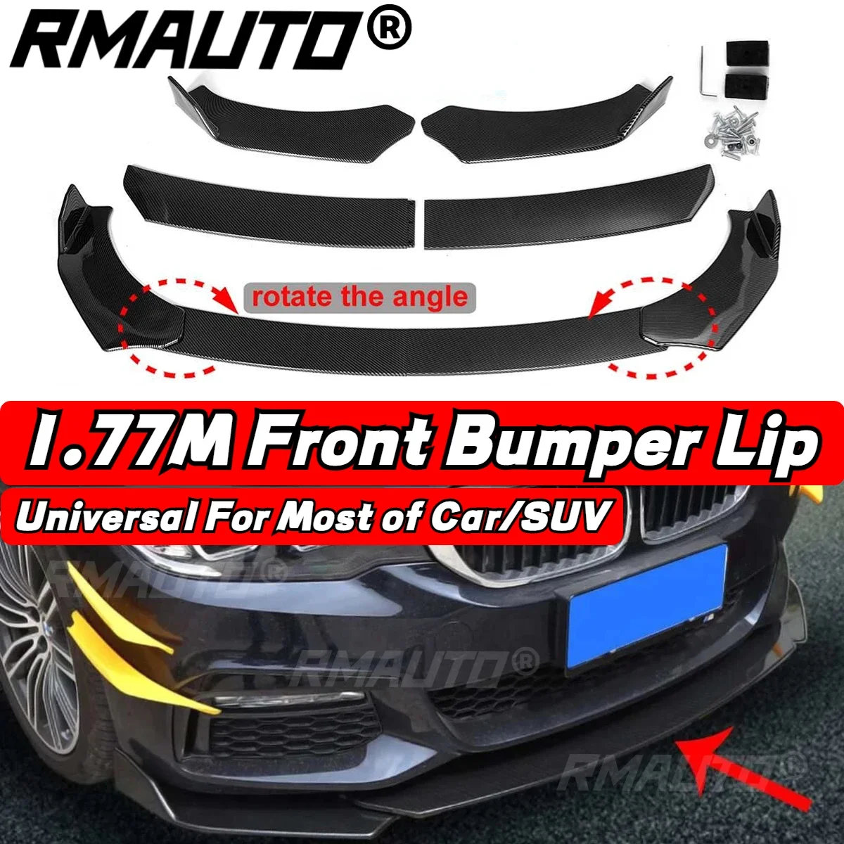 Lábio Amortecedor Dianteiro Universal para KIA, Subaru, Honda, Toyota, BMW, Benz, Fibra De Carbono, Divisor, Difusor, Body Kit, 4Pcs