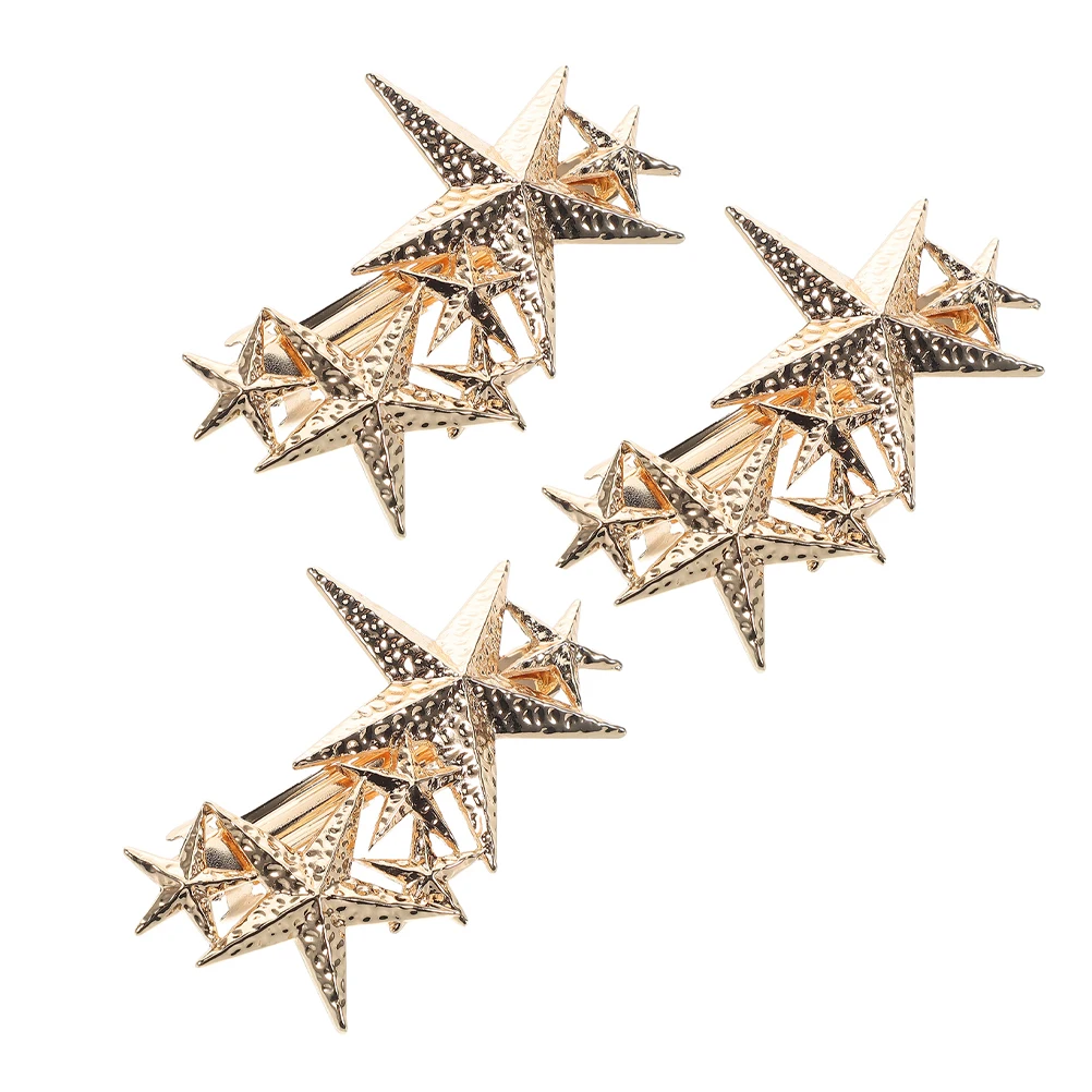 

3Pcs Pentagram Hairpin Irregular Alloy Star Hair Clips Decorative Women naments Stylish Trendy Accessories Kawaii Pins