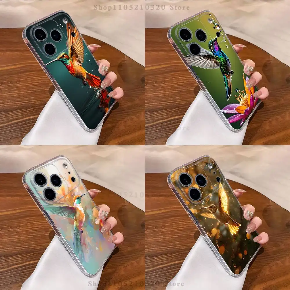 

Animals Birds Hummingbirds Phone Case For iPhone 16,15,17,12,13,14,11 Max,Pro,Plus,X,XS,XR,SE4,E Mini Transparent Cover