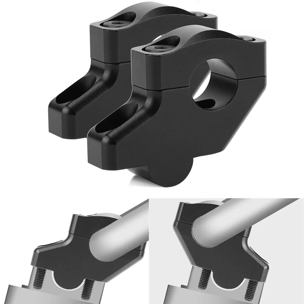 

Motorcycle Black HandleBar Bar Risers Mount Clamp Adapter For Universal 7/8" 22mm