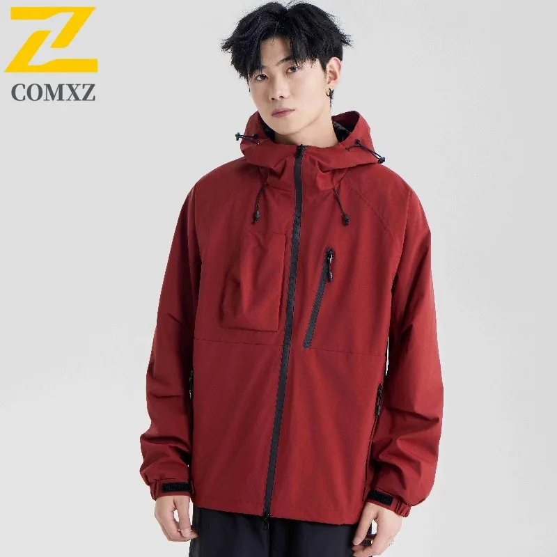 

COMXZ Premium Mens Jacket Casual Hooded Outdoor Camping Lightweight coat Leisure Streetwear Style Spring Autumn Garment