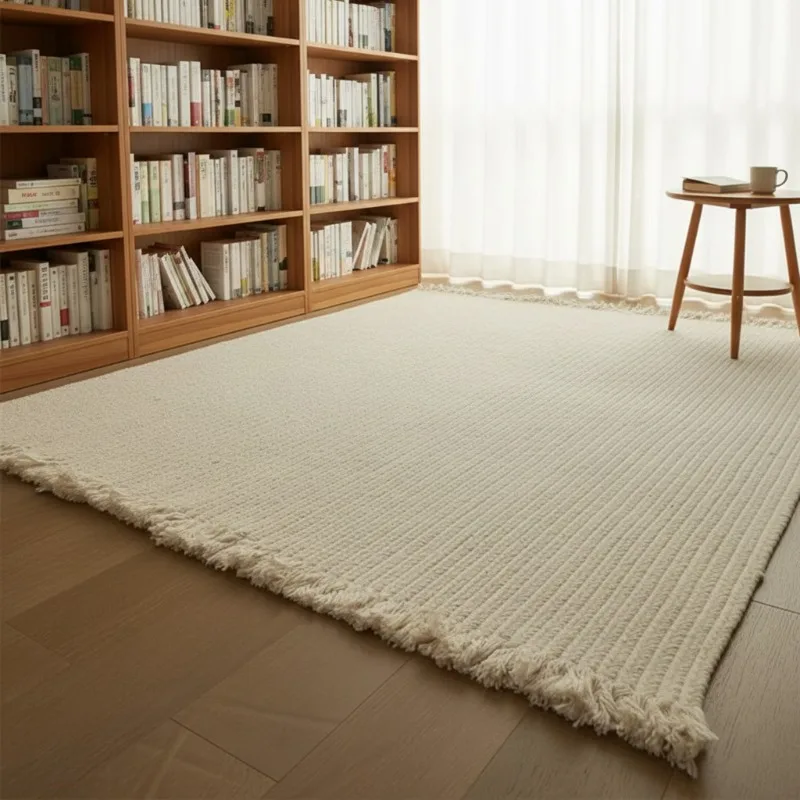 Cross-border Pure Color Woven Style Home Carpet Living Room Sofa and Coffee Table Mat Easy-matching Bedroom Bedside Blanket