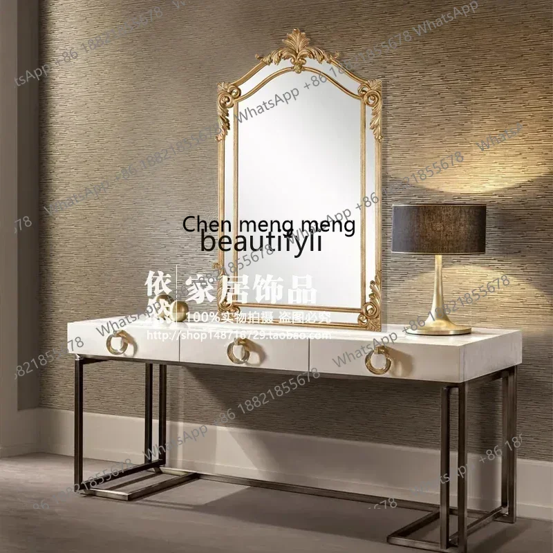 cn8617 ss New style NQ European bathroom mirror carved dresser porch bathroom retro fireplace background wall decorative makeup