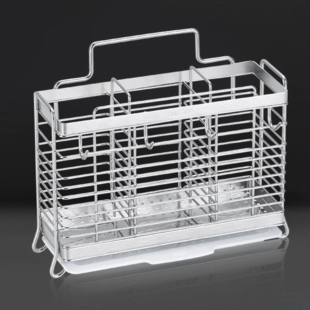 

BHTS-2X Kitchen Hanging Stainless Steel Chopsticks Spoons Fork Cutlery Holder Organizer Rack Drainer Storage