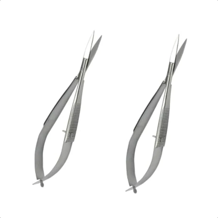 

4.5 Straight Stainl Steel Squeeze Scissors Set of 2 Facial Hair Scissors Eyebrow Trimmer Grooming and Shaping Ear Nose Nostril