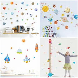 Cartoon Solar System Planet Star Rocket Wall Stickers For Kids Room Decoration Space Mural Art Diy Home Decal Educational Poster