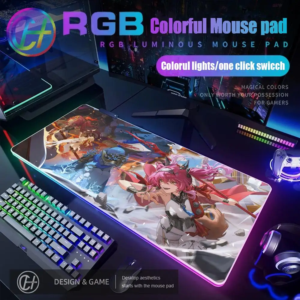 

LUPA Wuthering Waves Mouse Pad RGB Gaming Mouse Pad Desk Mat HD Gamer Large LED Light XXL MousePads PC Computer Carpet