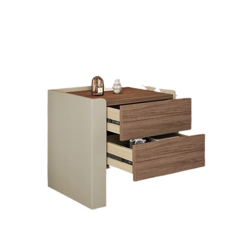 

Solid wood bedside table, simple and modern, high-end, light luxury bedside locker, walnut grain