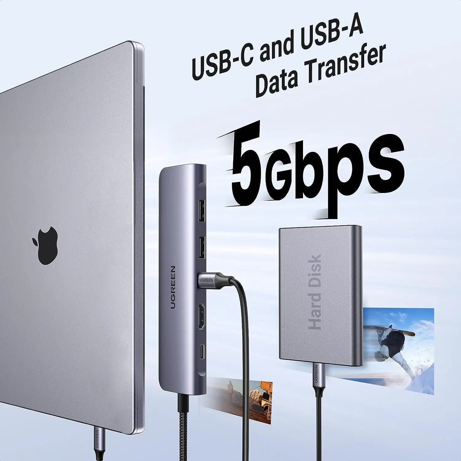 UGREEN Revodok 1071 USB C Hub for Laptop 7 in 1 USB C Dongle 4K-HDMI , 100W PD Charging, USB-C & 2 USB-A 5Gbps Data Ports, SD/TF