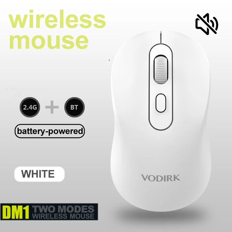 Wireless Mouse Dual Mode 2.4G Bluetooth 5.2 Silent Ergonomic Mouse 800 1200 1600 DPI for PC Mac DM1 Mouse