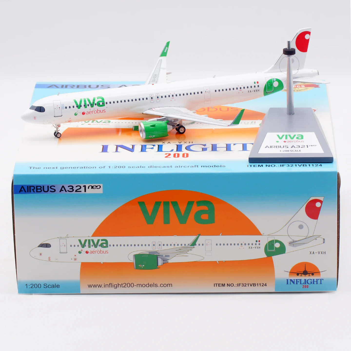 

IF321VB1124 Alloy Collectible Plane Gift INFLIGHT 1:200 VIVA Aerobus Airbus A321neo Diecast Aircraft Jet Model XA-VXH With Stand