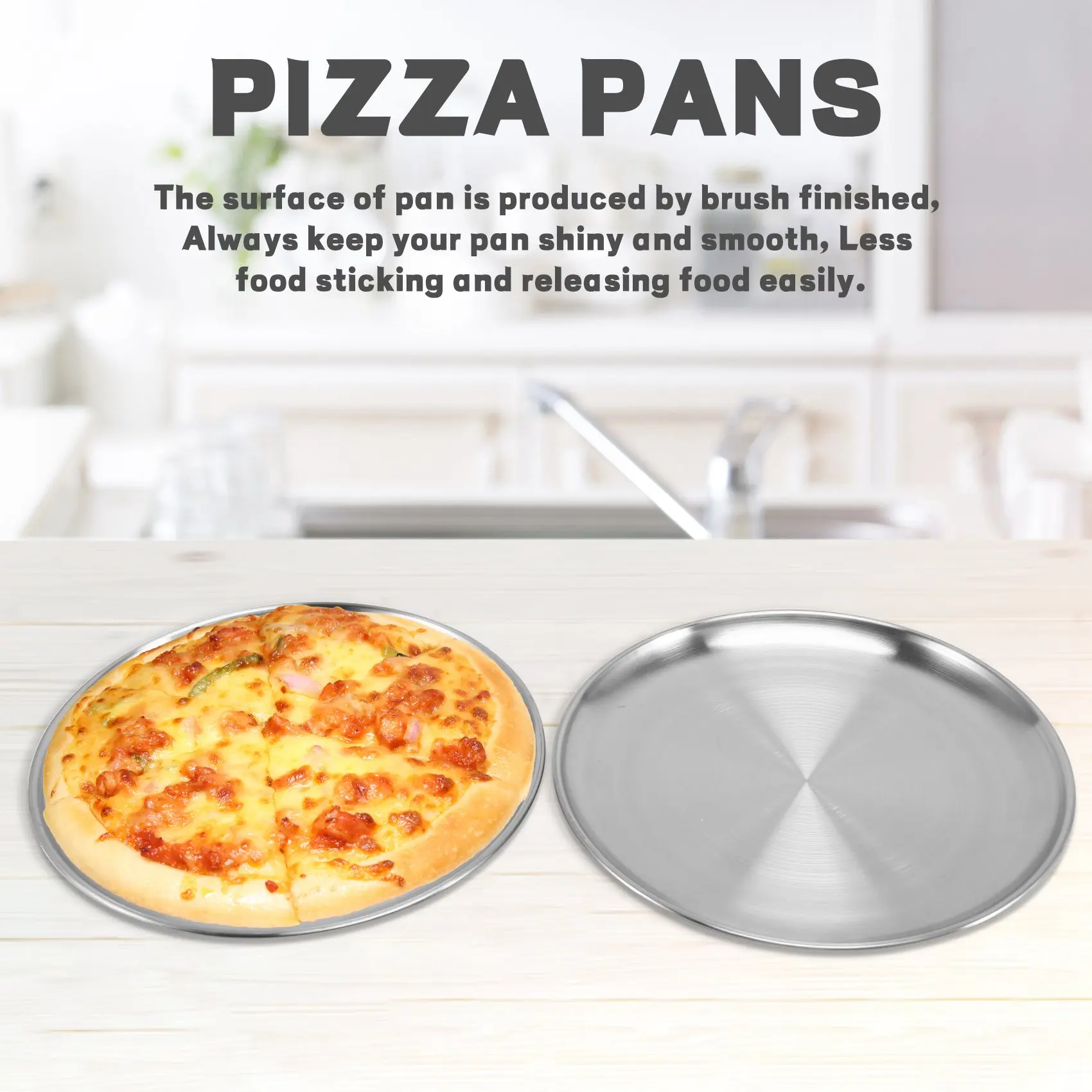 10 Inch Pizza Pan Set of 2, Stainless Steel Pizza Round Baking Trays, Crisper Oven Pan for Baking Serving, Durable