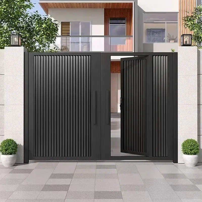 Aluminum Alloy Double Door Art Courtyard Gate for Villa Garden Rural Self Built House Yard Electric Opposite Entrance
