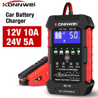 2024 Car Battery Charger KONNWEI RC-10 12V 24V 5A Automatic Fast Charging Lead Acid AGM Gel Battery Charger & Pulse Repair tool