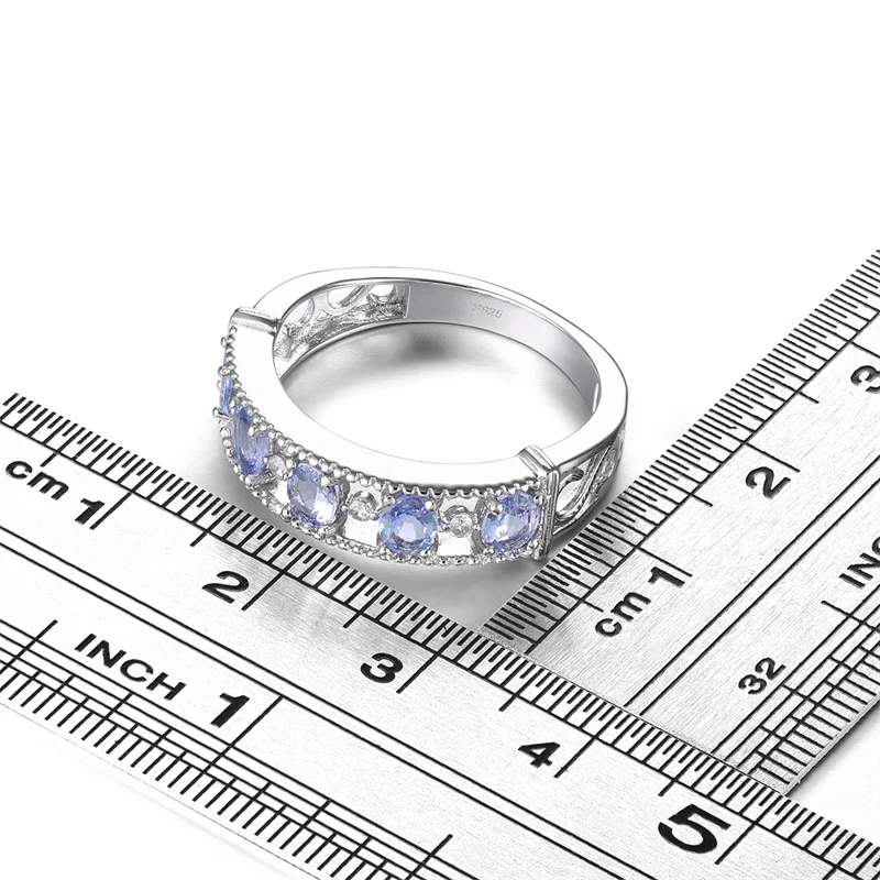 

Real Fine Solid Sterling Silver 925 Original Natural Tanzanite Ring 925 Silver Ring for Women Jewelry Gift