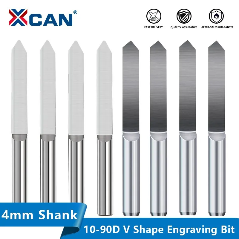 XCAN Flat Bottom Engraving Bits 4mm CNC Carving Tungsten Carbide Router PCB Wood Acrylic Plastic 3D Milling Cutter