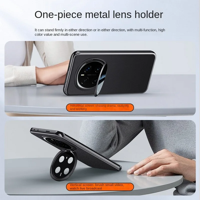 

Metal Camera Holder Plain Leather Protects Phone Case For Honor Magic 7 Pro Magic7 Luxury Slim Back Cover