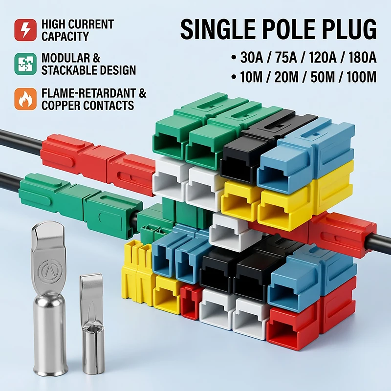 10/20/100Pcs  Electric Plug Single Pole Plug 30a 75a 120a 180a High Current Connector PP Battery Forklift