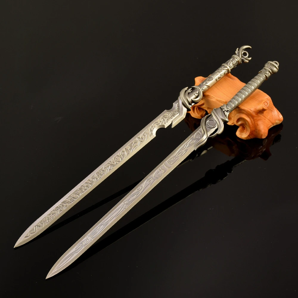 

2PC Cold Weapon Sword 26cm/10.24in Metal Male And Female Swords Weapon Props Anime Peripherals Collectible Desk Boy Toys Gifts