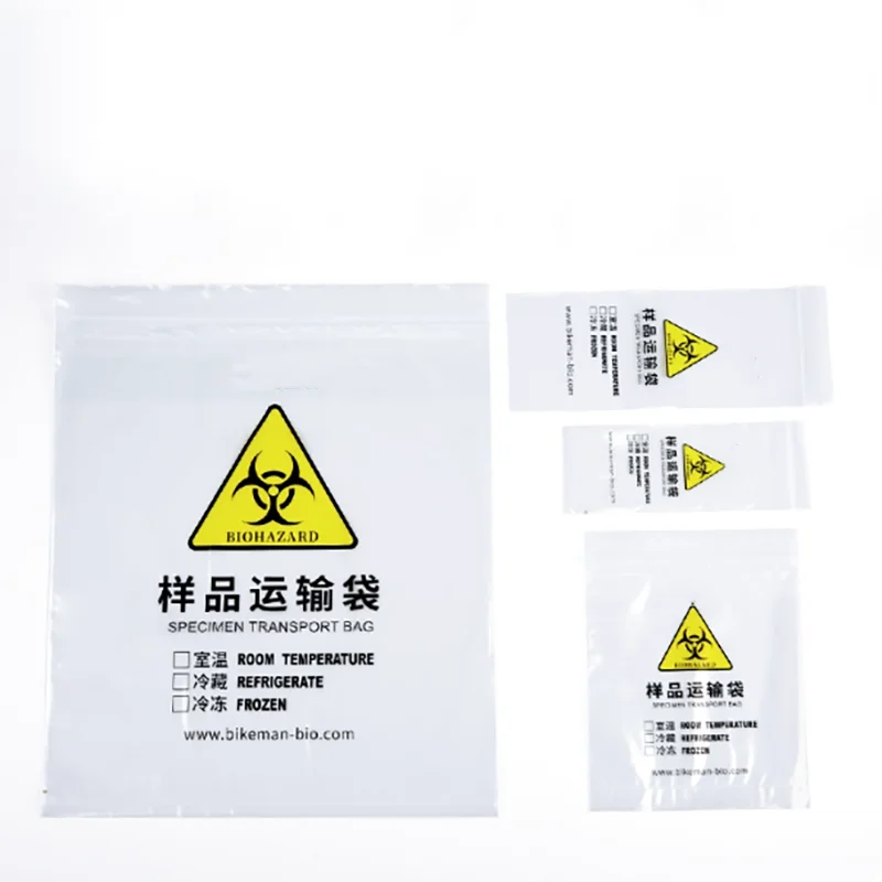 100PCS Disposable sample specimen transport bag laboratory ziplock bag thickened seal bag label bag transparent PE