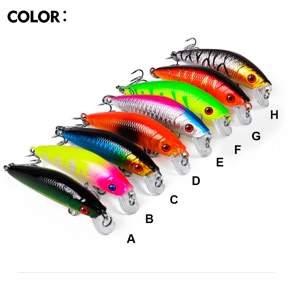 

PROBEROS 1pcs Fishing Lure 7cm 7.9g Hard Plastic Minnow Lure 8 Color Crankbait Fishing Bait 8# Treble hook dw1200