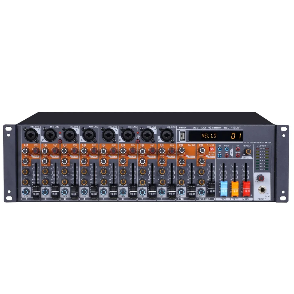 

MJ-12 16 Sound Effects 12-channel Mixer Microphone Preamplifier in 3U Rack Inte ace Audio Mixer