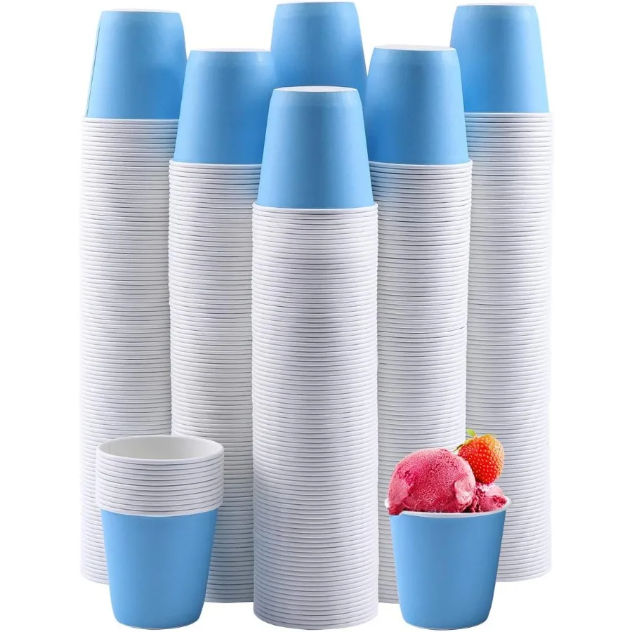 

600 Pack 3 oz Disposable Paper Cups for Hot and Cold Beverages Small Blue Paper Drinking Cups Ideal for Bathroom Use Mouthwash