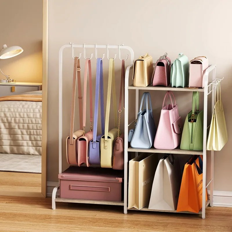 

Wallet storage bag Floor-to-ceiling three-layer wallet with hook and wallet hook Left and right bag storage rack