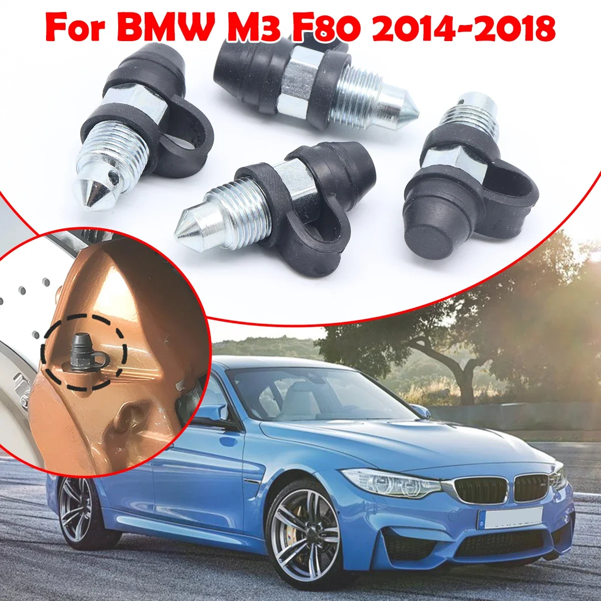 

Front Rear Bleeder Valves and Rubber Dust Caps Left Right Caliper Bleed Nipple Screw Repair Kit For BMW M3 F80 2014 2015 - 2018