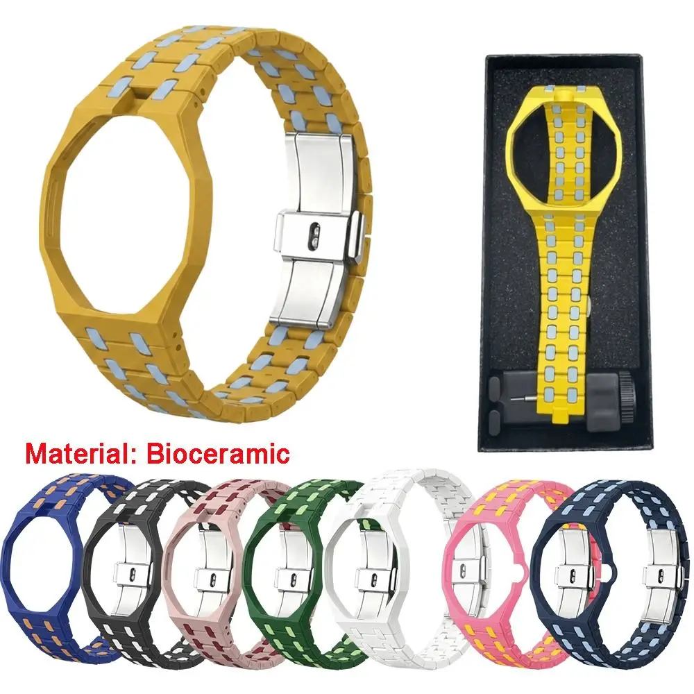 Bioceramic Watch Strap Case All-in-One PC Metal Buckle Modification Kit Adjustable Length for Swatch X AP Royal POP