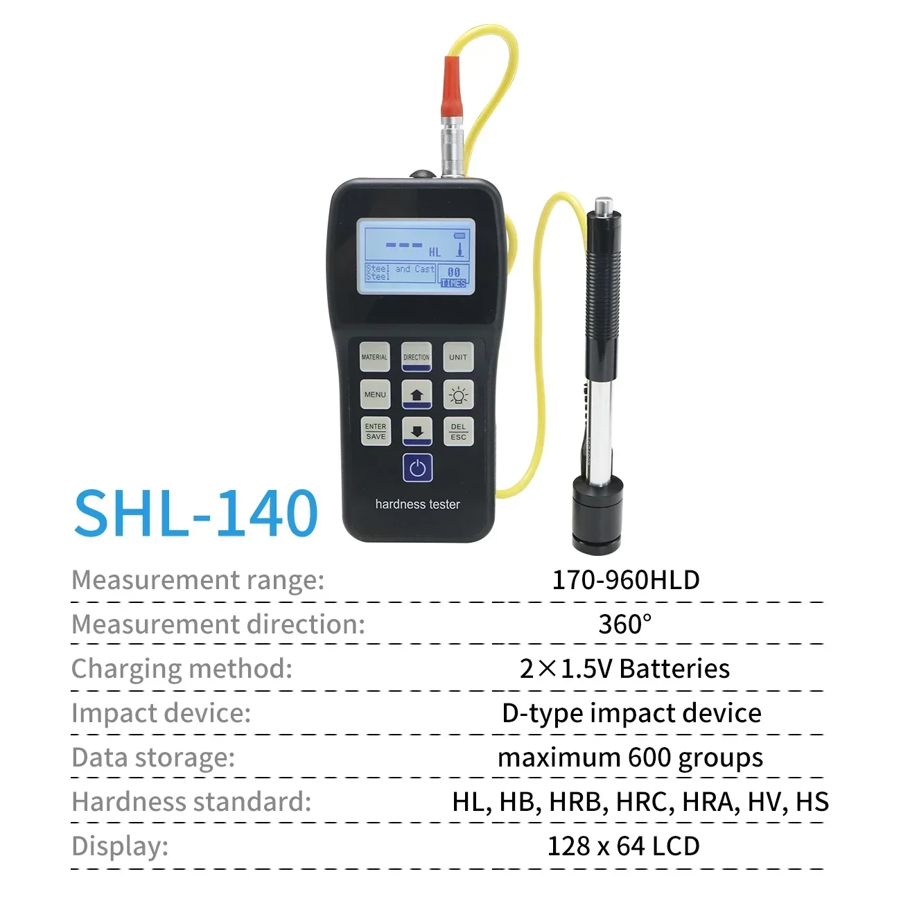 Portable Rebound Leeb Hardness Tester Durometer For Metal Steel With Backlight SL-140