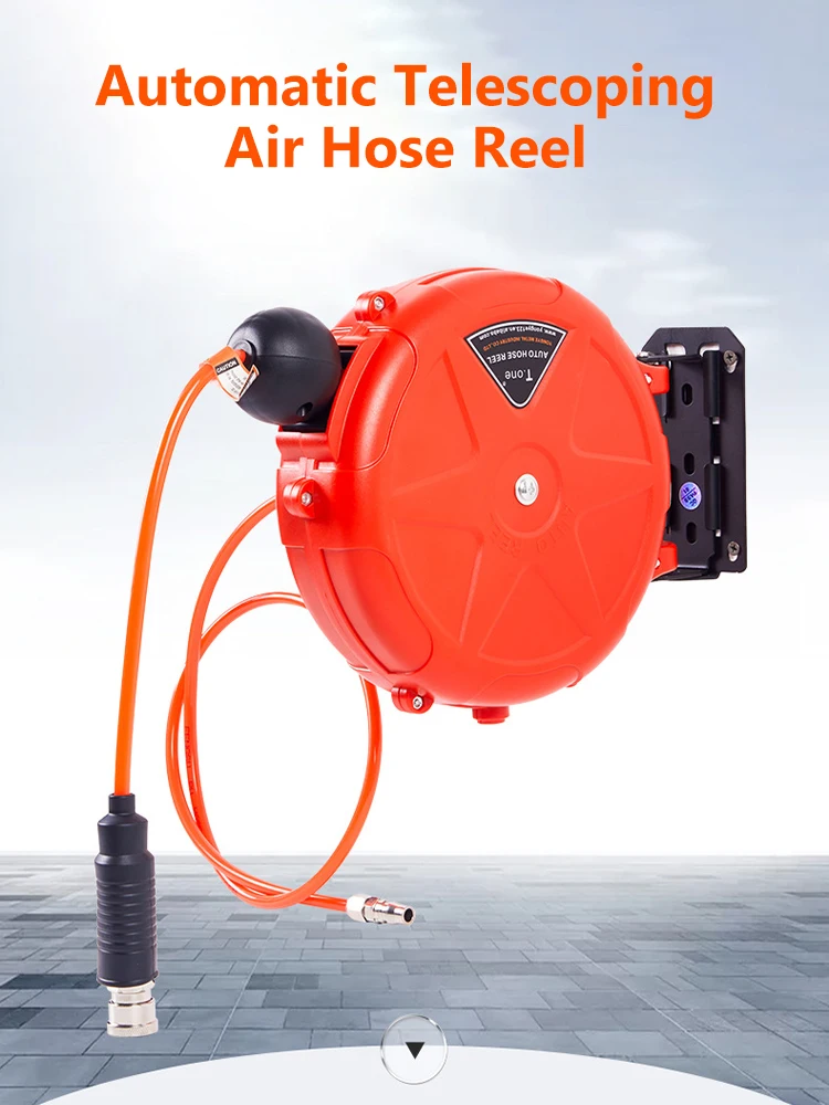 Compressor Hose Reel Retractable 10m Automatic Rewind Tool Commercial Reel With Swivel Bracket Quick Coupler Air Compressor