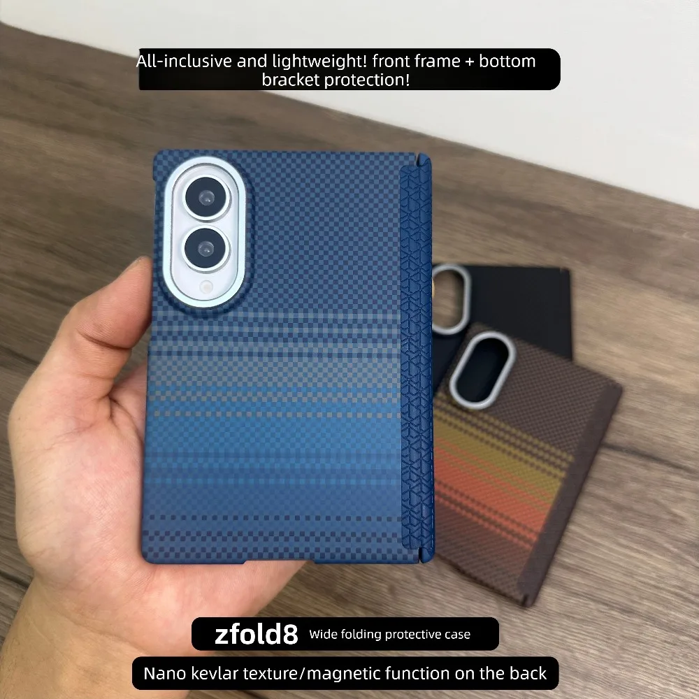 Busienss Luxury Slim Carbon Fiber Pattern Case For Samsung Galaxy Z Fold 8 For Magsafe Alloy Lens Shockproof Hinge Protect Cover