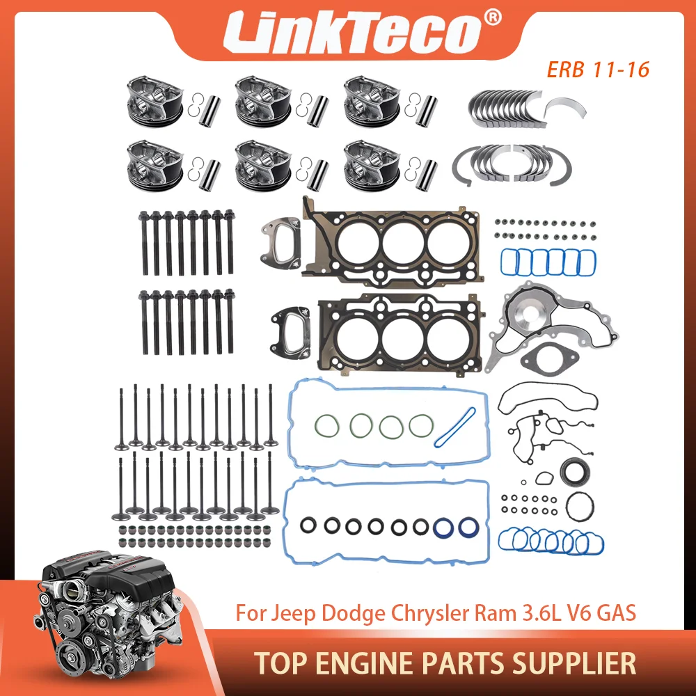 ERB 3.6L محامل جزء المحرك كامل طوقا الترباس صمام مجموعة المكبس الدائري كيت صالح 3.6 L V6 الغاز ل جيب دودج كرايسلر رام 3.0L 11-16 #1