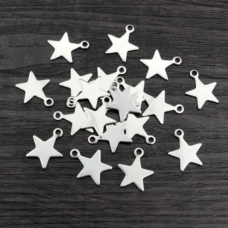 30pcs 17x14mm No Fade Charms 316 Stainless Steel Star Handamde Bracelet Necklace Pendant Charms DIY Jewelry Making Findings