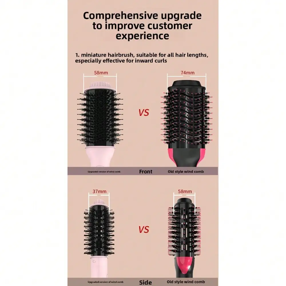 New 3-In-1 Hot Air Comb Roll Straight Dual-Purpose Negative Ion Blowing Comb Electric Blowing Quick Styling Hair Straightening Comb long-lasting volume 1 Set of Festival Gifts, Quick Heating, Ergonomic Handle, Hair and Beauty Tools, Travel Items view 5