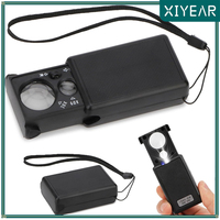 Mini Pocket Magnifier 30X 60X Jewelers Loupe Lighted Loupe Lens With LED & UV Light For Coins Identifying Type Diamonds Stamp