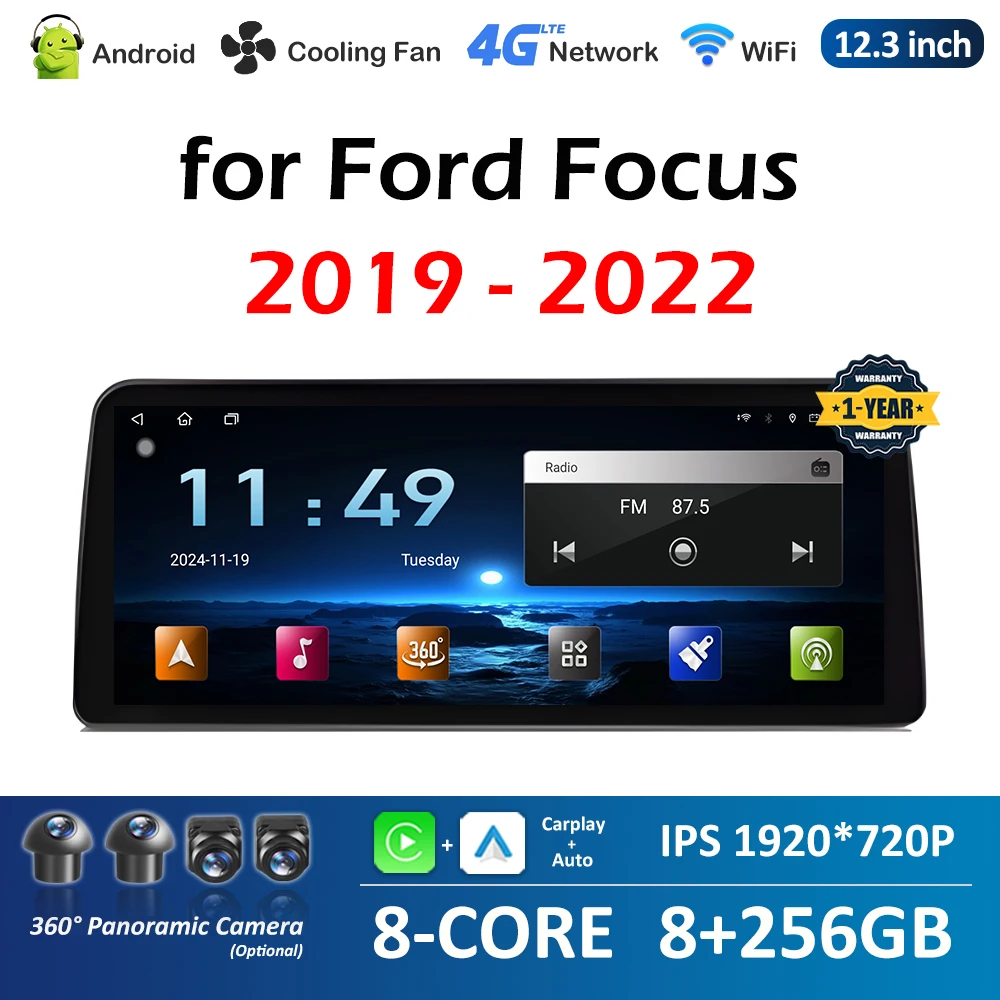 

for Ford Focus 2019 2020 2021 - 2022 Autoradio GPS Navigation Car Multimdeia Video Player Android OS Touch Screen Auto Tools BT