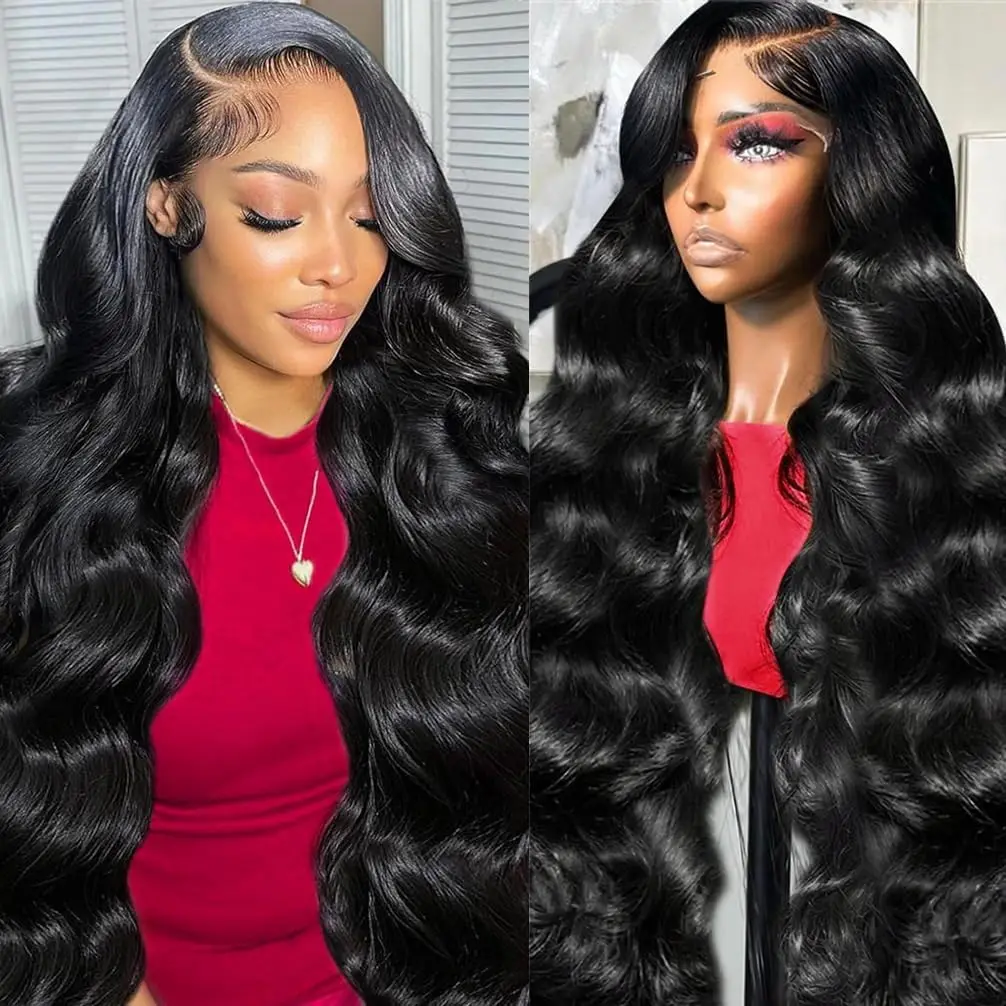 

250% Body Wave Human Hair Wigs 13x6 HD Tranaparent Lace Frontal Wig 38 40Inch Brazilian Remy 13x4 Lace Wig Prepluked