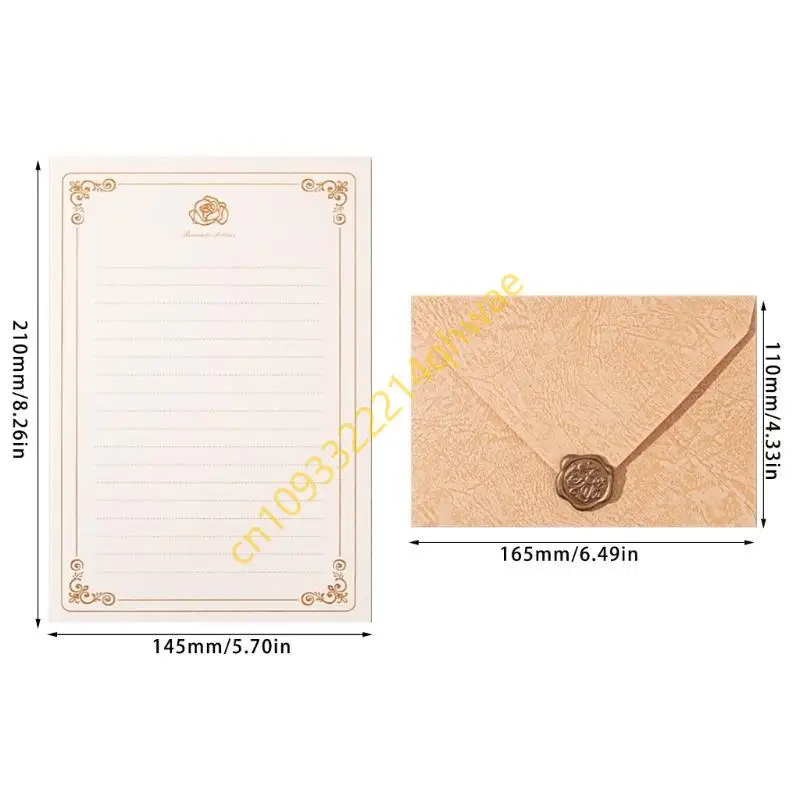 

Antique Stationary Letter Paper and Envelopes Seal Stamp Sticker Set for Wedding
