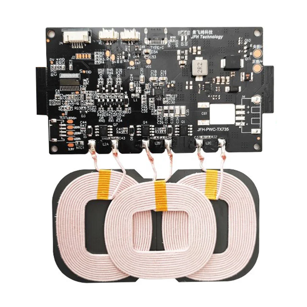 

Type-C Wireless Charger Transmitter Module Circuit Board With 3 Coil 12V 24V Wireless Charging Module High Power Test Meter Part