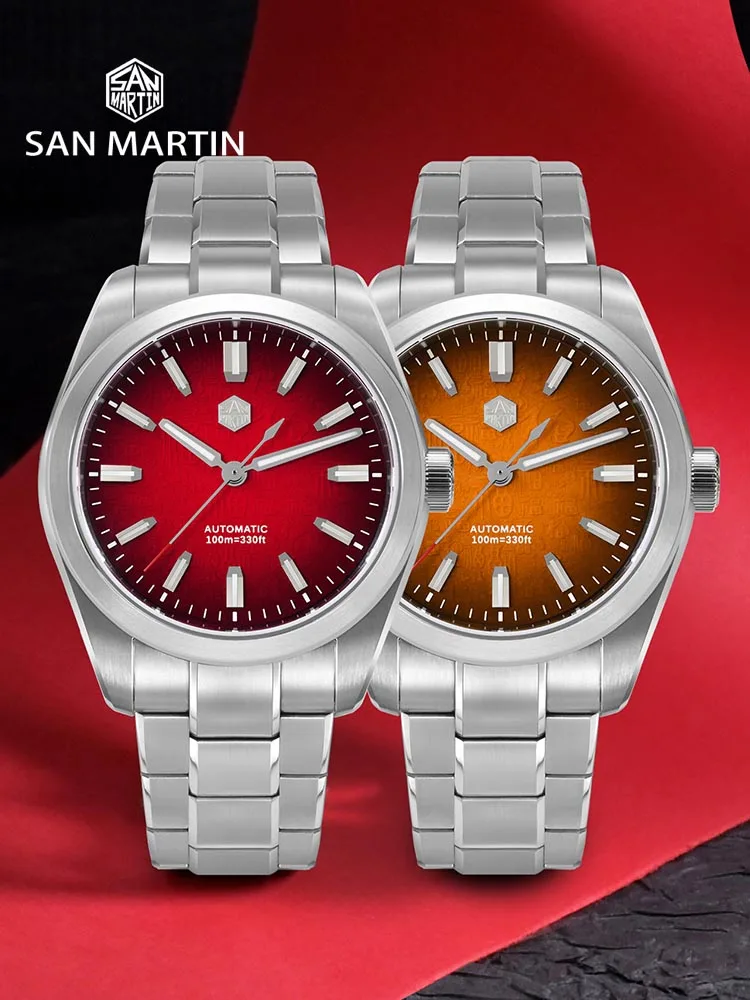 San martin 39mm estilo chinês 3d "fu" cem bênçãos dial miyota 9039 relógio mecânico automático masculino design original sn0144