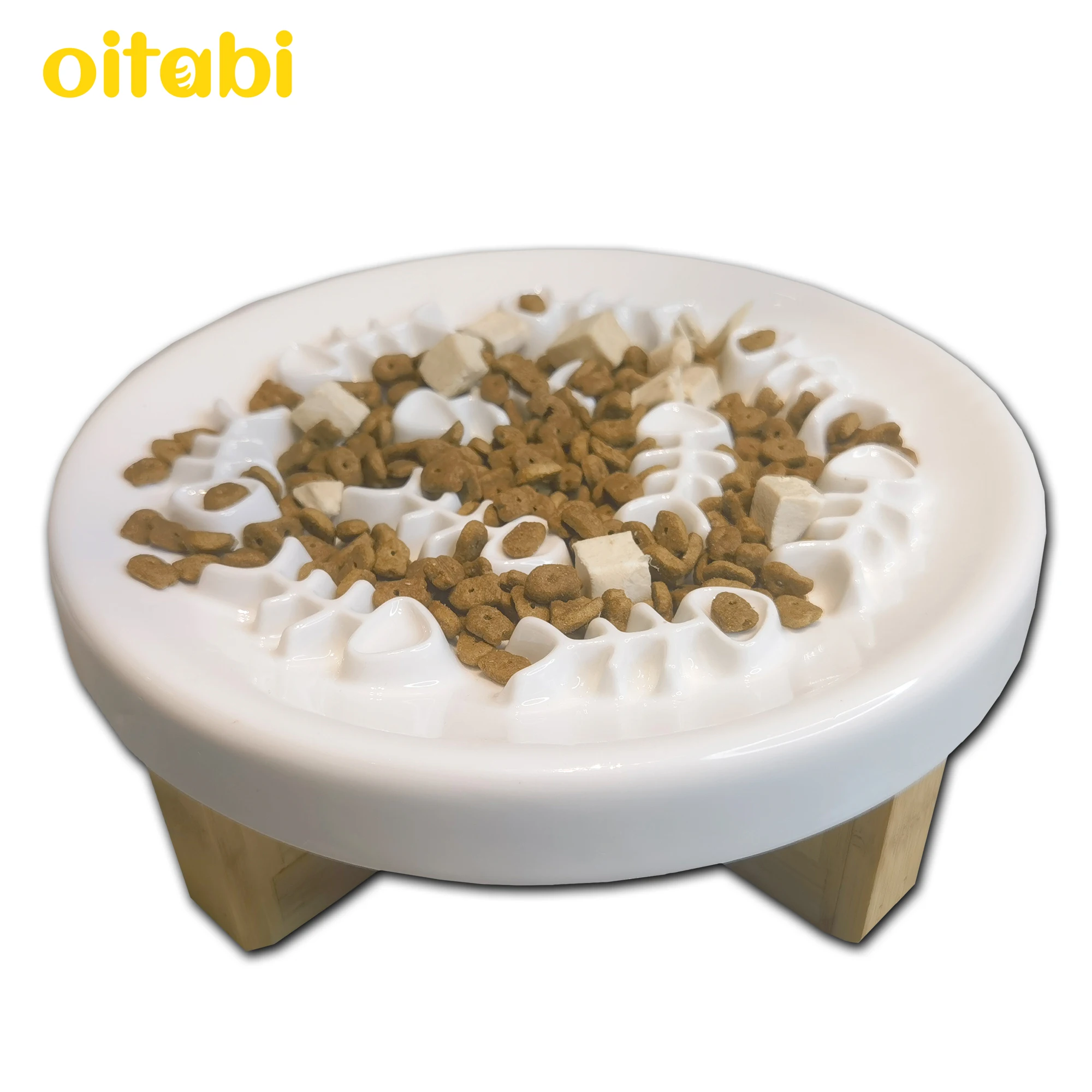 

Oitabi Cat Dog Slow Feeder Bowl with Stand, Cat Bowls for Slow Eating, Ceramic Elevated Slow Feed Cat Bowls, Pet Bowl for Cats