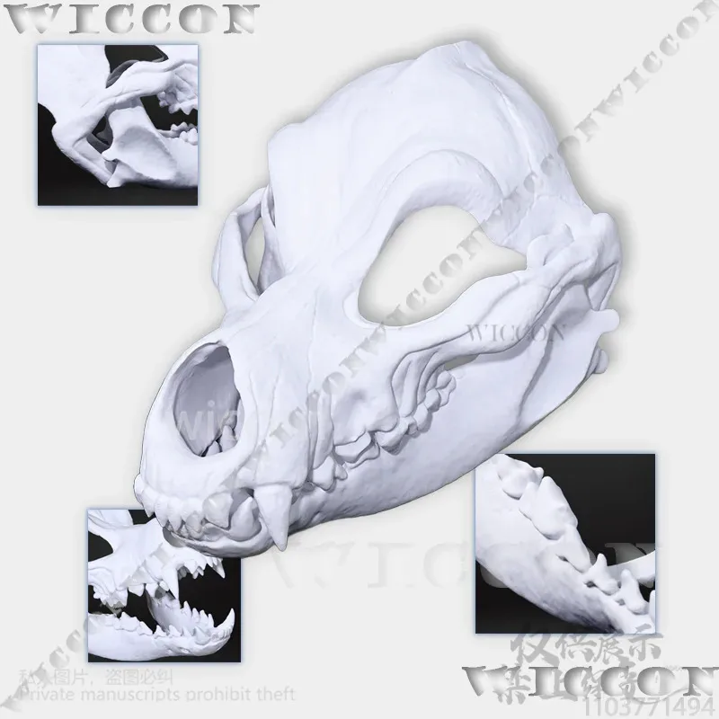 Animal Furry Cosplay Dog Skull Kigurumi Prop Polylactic Acid Mask 3D Print Head Fursuit Halloween Party Cos Men Customizeds;3,k;