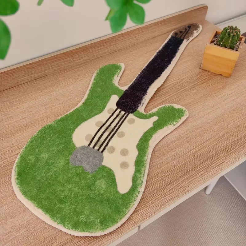 VIKAMA Creative Guitar Shaped Rug Soft Plush Bedside Carpet  Bedroom Living Room Decorative Area Rug Home Floor Mat