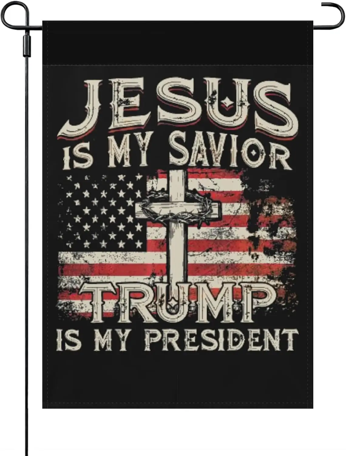 Jesus Is My Savior Trump Is My President Garden Flag One Size Hilarious Outdoor Flag Outside Small Garden Flag, white1